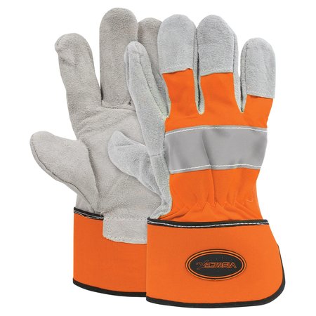 Viswerx Hi-Vis Split Leather Palm Glove Orange LG 127-11072